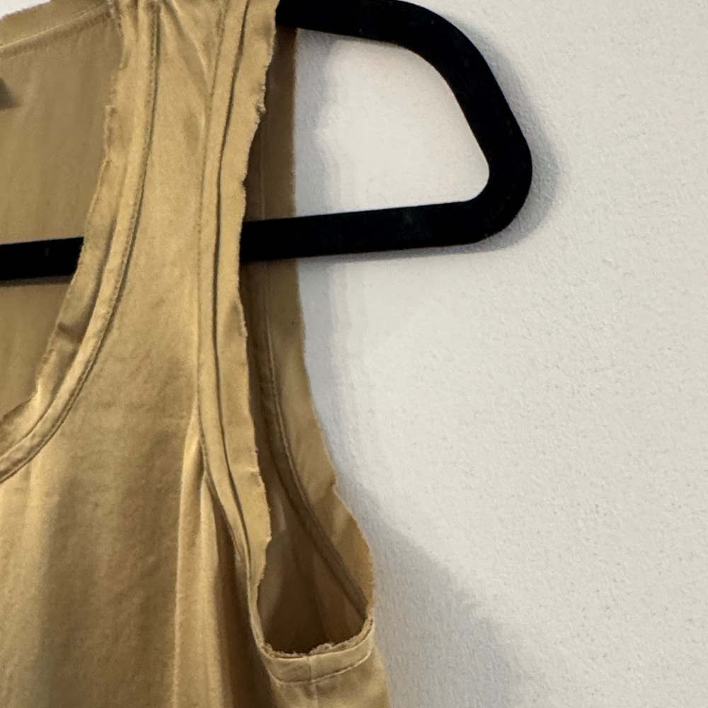 GO BY GO SILK Gold/Green 100% washable Silk Tank Top - Picture 5 of 11